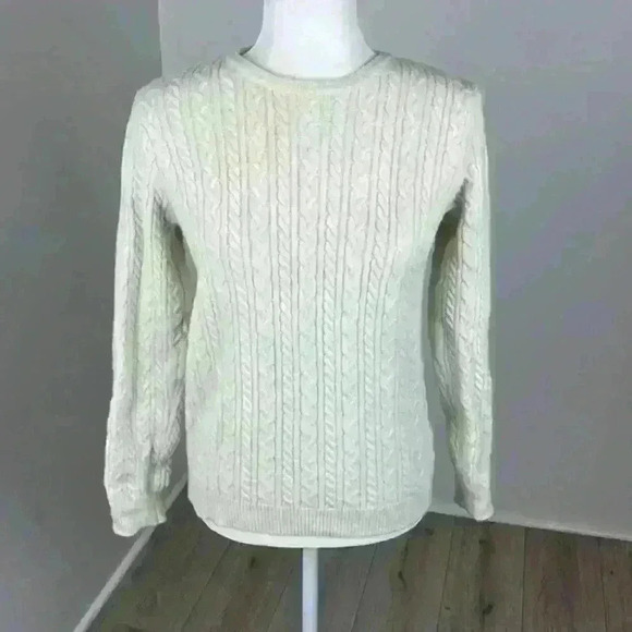 Listicle Cable Knit Crew Neck Sweater - Cream - Picture 1 of 7